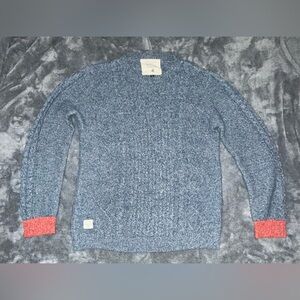 NATIVE YOUTH Knit Crew Neck Sweater in Blue and Red Size Medium